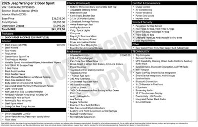 2026 Jeep Wrangler WRANGLER 2-DOOR SPORT