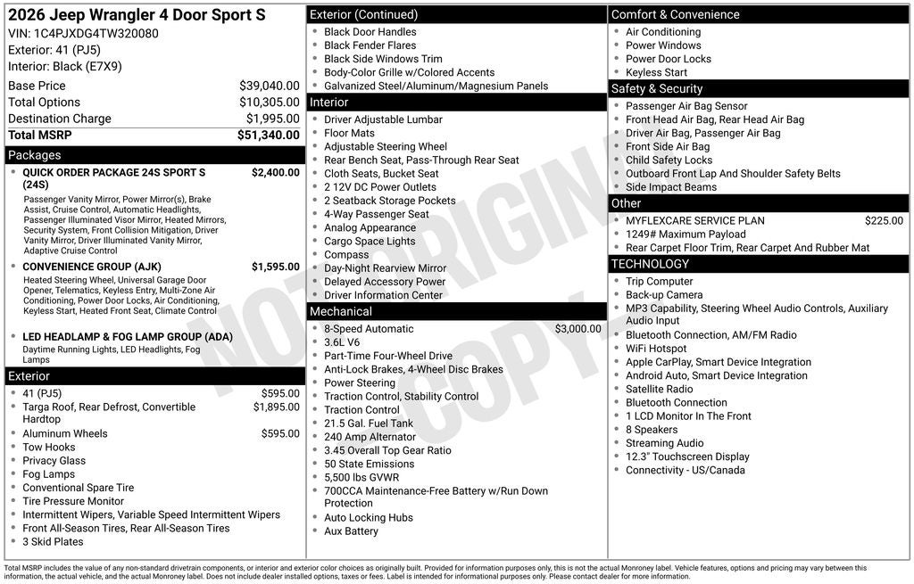 2026 Jeep Wrangler 4-Door Sport S 4x4