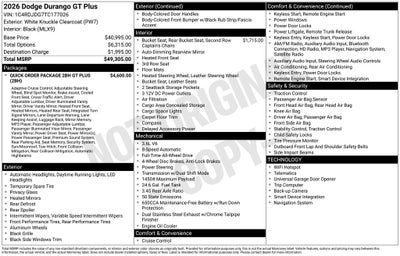 2026 Dodge Durango DURANGO GT PLUS AWD