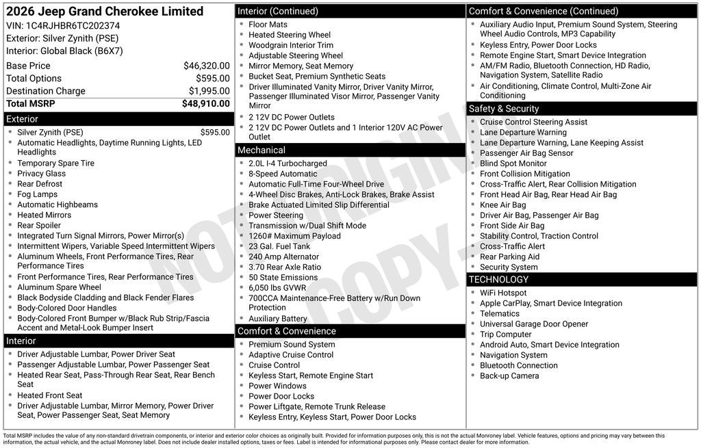 2026 Jeep Grand Cherokee GRAND CHEROKEE LIMITED 4X4