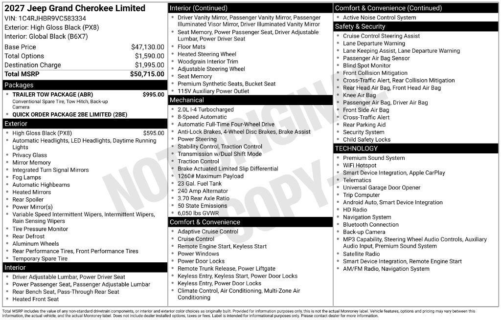 2027 Jeep Grand Cherokee GRAND CHEROKEE LIMITED 4X4