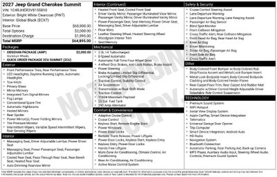 2027 Jeep Grand Cherokee GRAND CHEROKEE SUMMIT 4X4