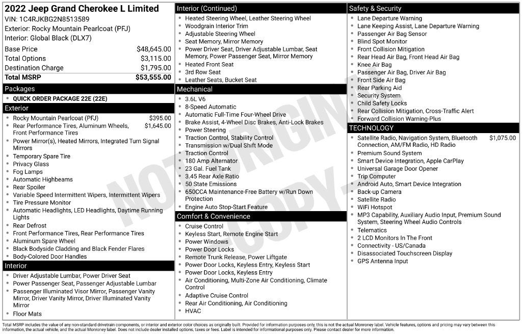 2022 Jeep Grand Cherokee L Limited 4x4