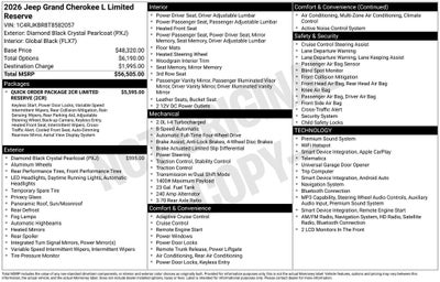 2026 Jeep Grand Cherokee GRAND CHEROKEE L LIMITED RESERVE 4X4