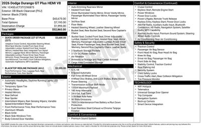 2026 Dodge Durango GT Plus AWD HEMI V8