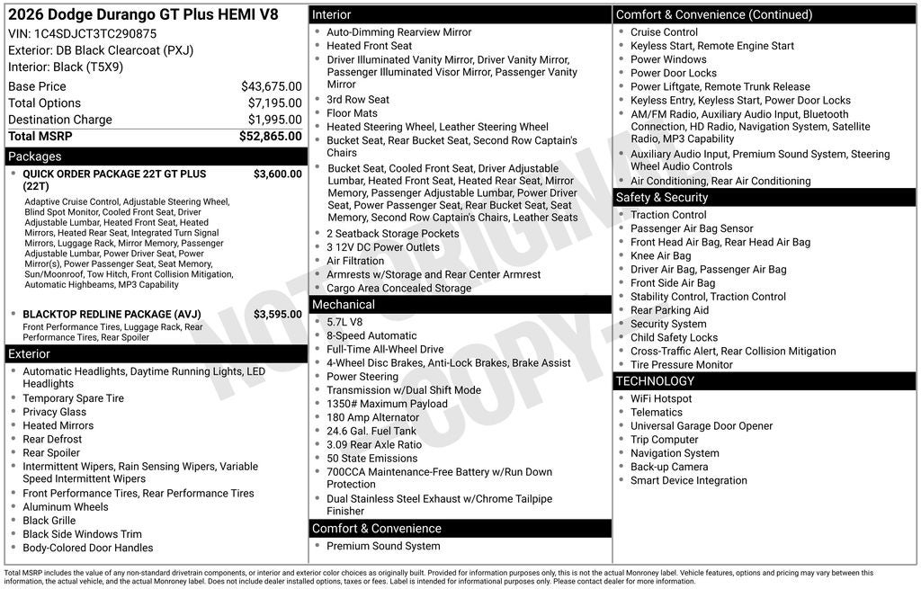 2026 Dodge Durango GT Plus AWD HEMI V8