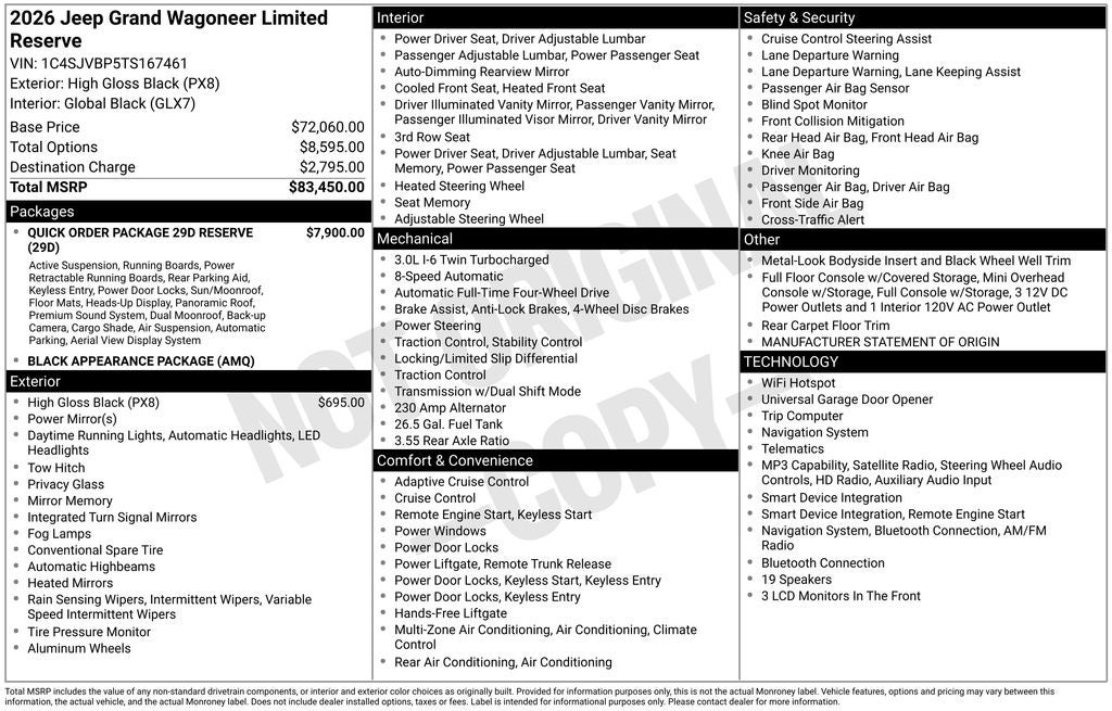 2026 Jeep Grand Wagoneer GRAND WAGONEER LIMITED RESERVE 4X4