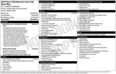 2027 RAM Ram 1500 RAM 1500 BIG HORN CREW CAB 4X4 5'7' BOX