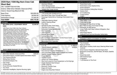 2020 RAM 1500 Big Horn Crew Cab 4x4 5'7' Box