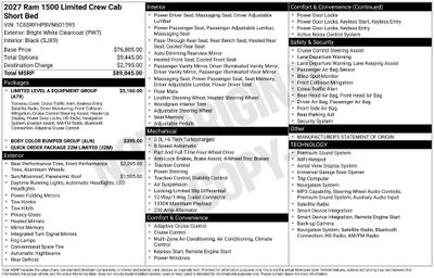 2027 RAM Ram 1500 RAM 1500 LIMITED CREW CAB 4X4 5'7' BOX