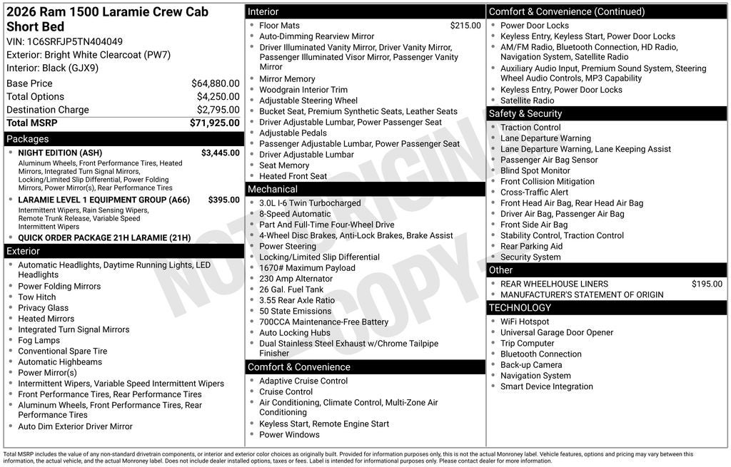 2026 RAM Ram 1500 RAM 1500 LARAMIE CREW CAB 4X4 5'7' BOX