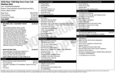 2026 RAM Ram 1500 RAM 1500 BIG HORN CREW CAB 4X4 6'4' BOX