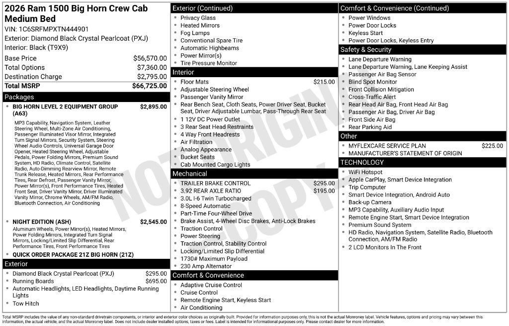 2026 RAM Ram 1500 RAM 1500 BIG HORN CREW CAB 4X4 6'4' BOX
