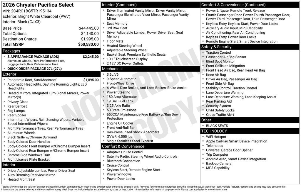 2026 Chrysler Pacifica PACIFICA SELECT