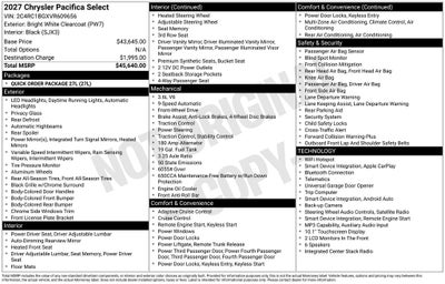 2027 Chrysler Pacifica PACIFICA SELECT