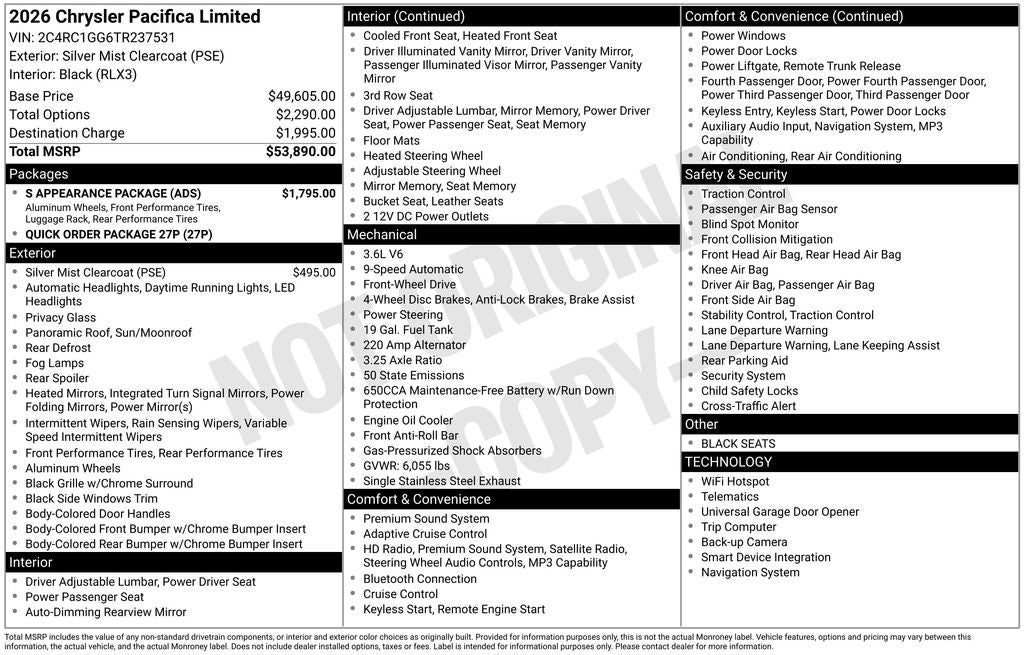 2026 Chrysler Pacifica PACIFICA LIMITED