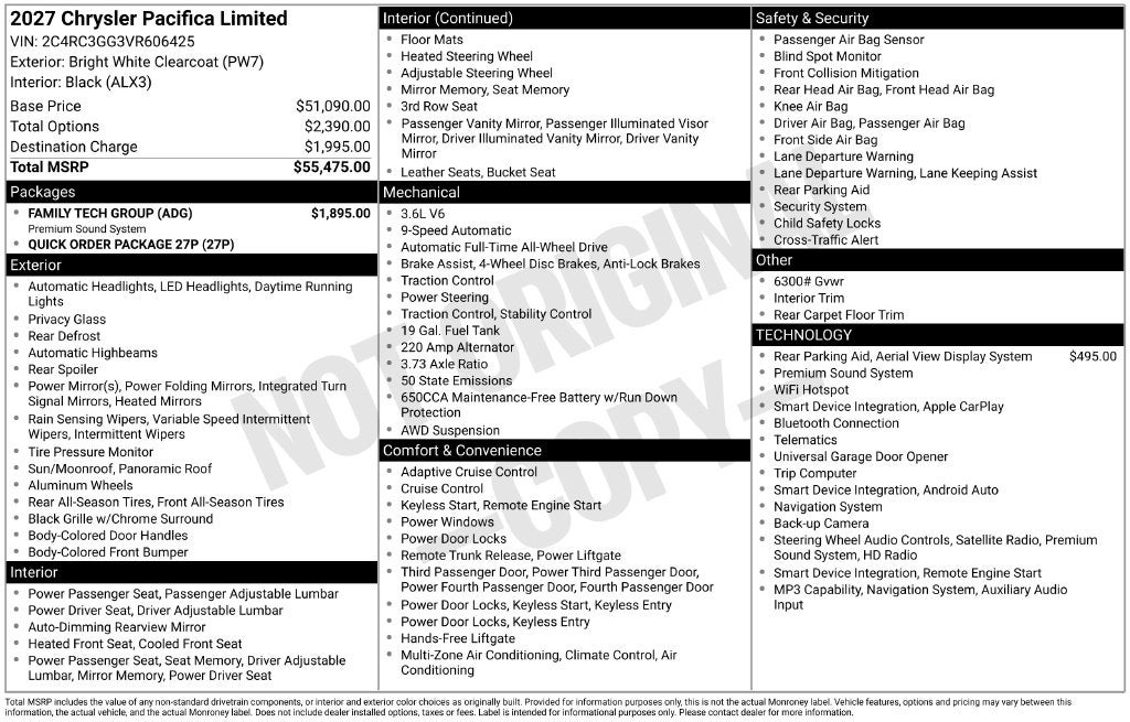 2027 Chrysler Pacifica PACIFICA LIMITED AWD