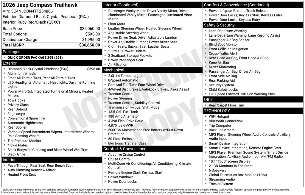 2026 Jeep Compass COMPASS TRAILHAWK 4X4
