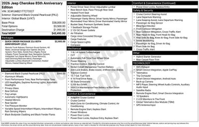 2026 Jeep Cherokee CHEROKEE 85TH ANNIVERSARY EDITION 4X4