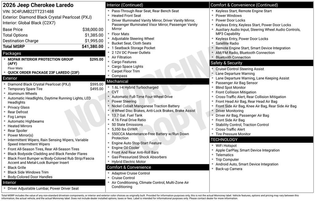 2026 Jeep Cherokee CHEROKEE LAREDO 4X4