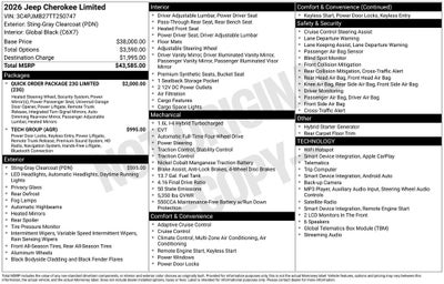 2026 Jeep Cherokee CHEROKEE LIMITED 4X4