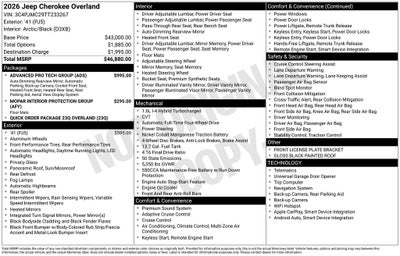 2026 Jeep Cherokee CHEROKEE OVERLAND 4X4