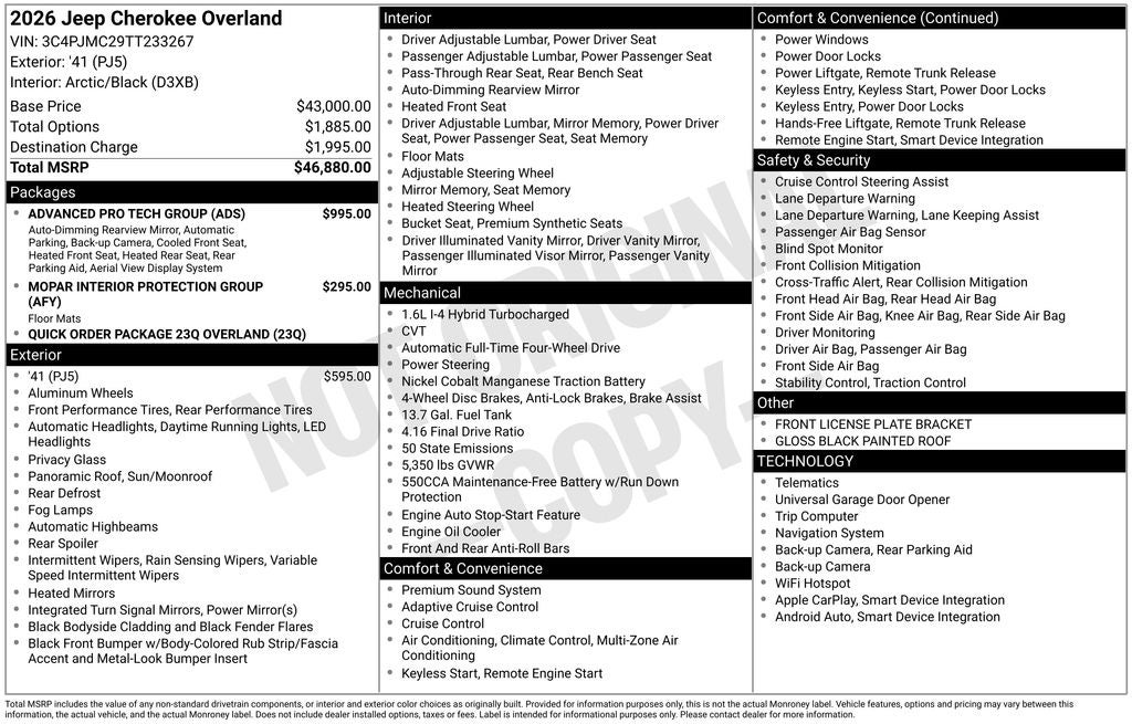 2026 Jeep Cherokee CHEROKEE OVERLAND 4X4