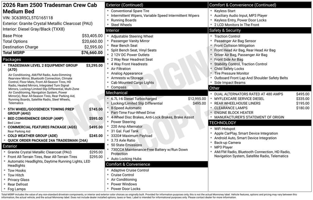 2026 RAM 2500 RAM 2500 TRADESMAN CREW CAB 4X4 6'4' BOX