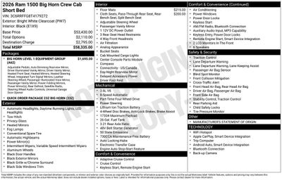 2026 RAM 1500 RAM 1500 BIG HORN CREW CAB 4X4 5'7' BOX
