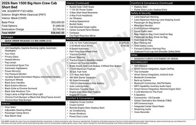 2026 RAM Ram 1500 RAM 1500 BIG HORN CREW CAB 4X4 5'7' BOX