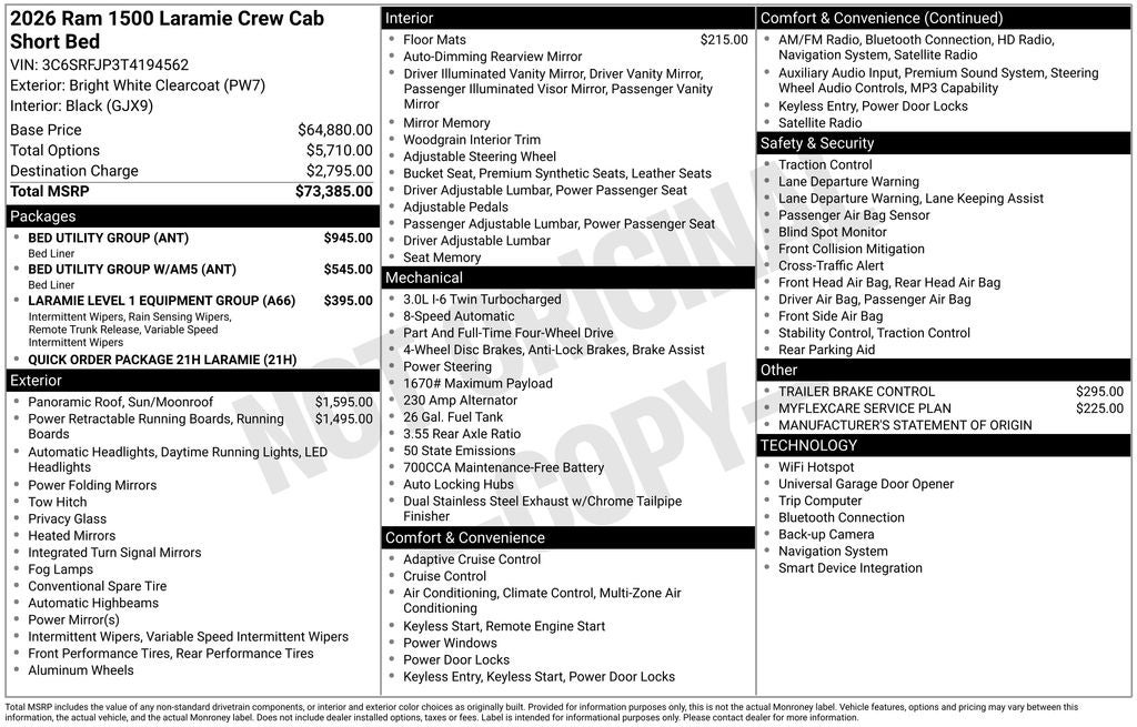 2026 RAM Ram 1500 RAM 1500 LARAMIE CREW CAB 4X4 5'7' BOX