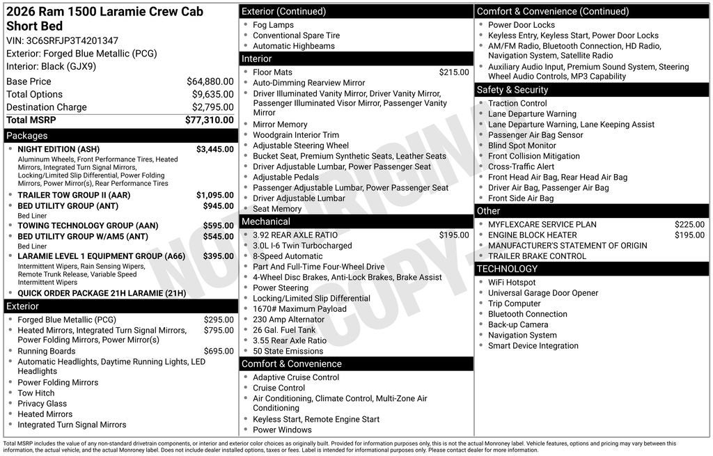 2026 RAM Ram 1500 RAM 1500 LARAMIE CREW CAB 4X4 5'7' BOX