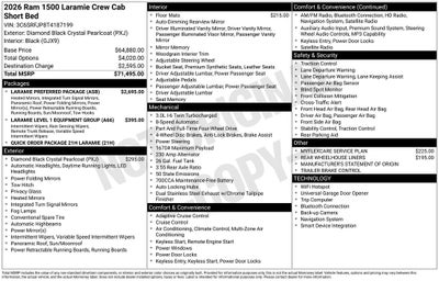 2026 RAM Ram 1500 RAM 1500 LARAMIE CREW CAB 4X4 5'7' BOX