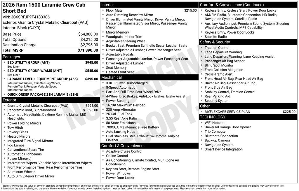 2026 RAM Ram 1500 RAM 1500 LARAMIE CREW CAB 4X4 5'7' BOX