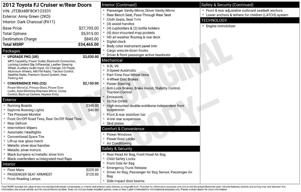 2012 Toyota FJ Cruiser Base