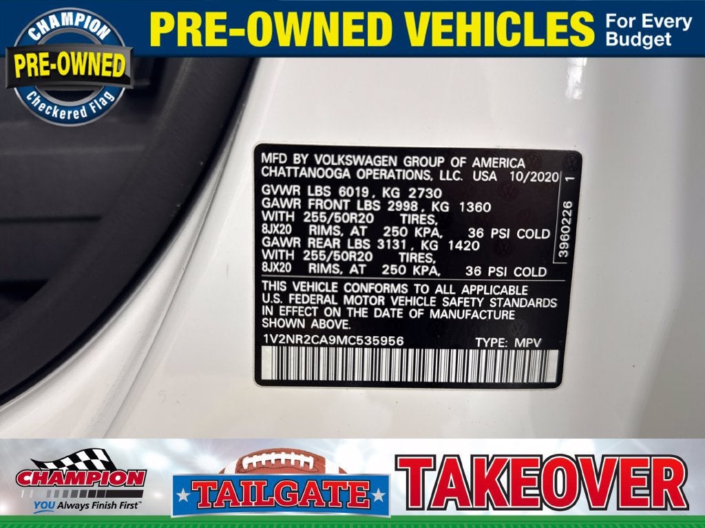 2021 Volkswagen Atlas 3.6L V6 SE w/Technology R-Line