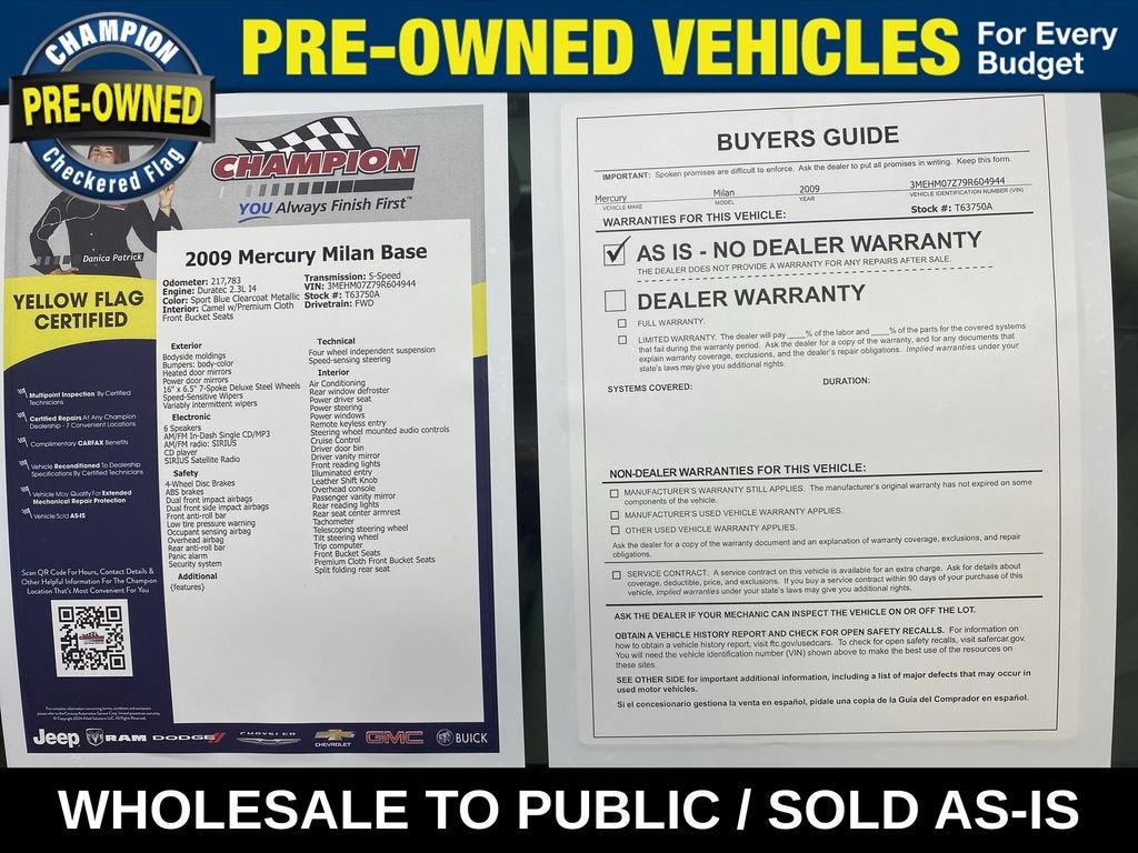 2009 Mercury Milan 4DR SDN FWD